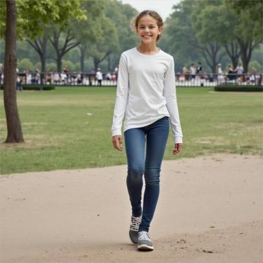 Imagem de Camiseta Infantil Manga Longa Básica Algodão Menino Menina - 16 - Branco-Unissex