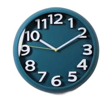 Imagem de Relógio de parede silencioso quartzo casa sala de estar relógio de parede redondo laranja simples relógio de parede, adequado para sala de estar, estudo, escritório relógio de parede (azul)