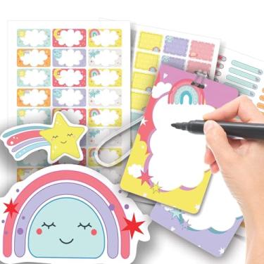 Imagem de Etiqueta Escolar Menina com TAG + Caneta (Arco-íris, Etiquetas + 2 TAGs)