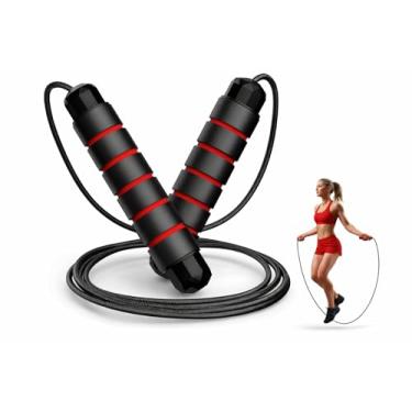 Imagem de Corda de Pular Crossfit Speed Rope Profissional Ajustável até 2,75 m -Ajustável com Rolamento Alta Velocidade e Precisão no Giro Uso Profissional e Competidores (Vermelho)
