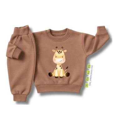 Imagem de Conjunto de Moletom Bebê Infantil inverno Unissex Zoo Girafa - Timilik