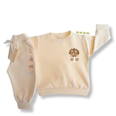 Imagem de Conjunto de Moletom Infantil Flanelado de Frio Unissex Roupa de Invern