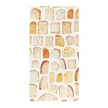 Imagem de Blueangle Lençol de berço padrão para berço infantil - Lençóis de algodão macio e respirável com estampa de pão em aquarela (258)