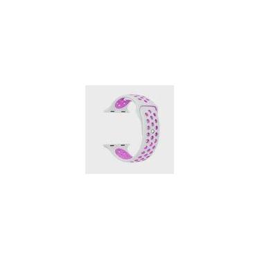 Imagem de Pulseira Sport Silicone Nk Furo Para 1 2 3 4- 42/44 - Branco e Roxo