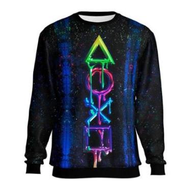 Imagem de Blusa de Moletom PlayStation Preta Sem Capuz Casaco Game-Masculino