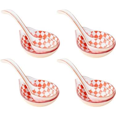 Imagem de Conjunto de tigelas de cerâmica para sobremesa, tigelas de imersão de cerâmica, prato de molho de soja de sushi, pratos de molho com colher, tigelas de imersão de cerâmica, 4 tigelas de molho pequenas