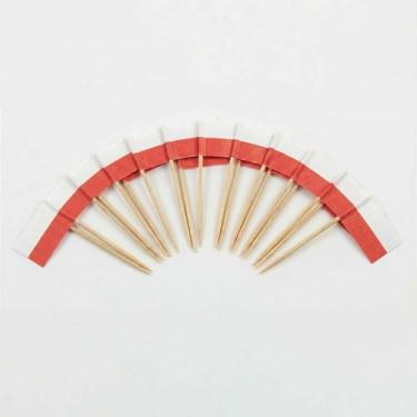 Imagem de 120 palitos de coquetel com bandeira da Polônia - palitos de bambu de 6,5 cm (2,5 pol) com mini bandeiras - palhetas resistentes para decoração de alimentos e bebidas para festas, bares, catering e