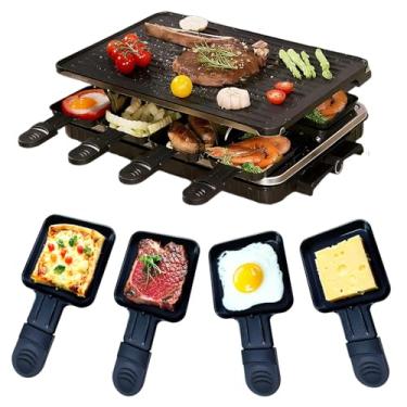 Imagem de Grelhador de mesa para uso interno, sem fumaça, portátil, Raclette, antiaderente, com 8 formas de queijo, controle de temperatura e lavável na lava-louças, 1300 W, ideal para festas e diversão em