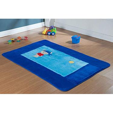 Imagem de Tapete Passadeira Pelúcia Infantil Pirata Premium Antiderrapante - Azul
