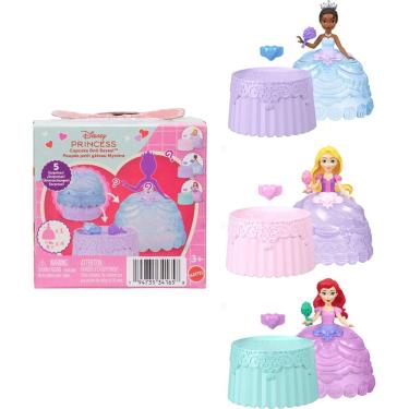 Imagem de Boneca Surpresa Cupcake Princesas Disney Mattel com 3 Bonecas