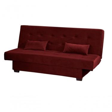 Imagem de Sofá Cama Casal 3 Lugares Laila - Veludo Vinho