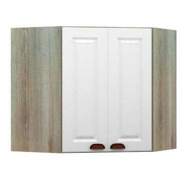 Imagem de Armário Canto Diagonal 2 Portas Legno Crema Com Branco Pet