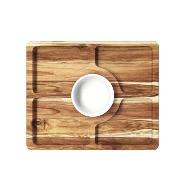 Imagem de Petisqueira De Madeira Retangular Com 5 Divisões E 1 Pote - Stolf