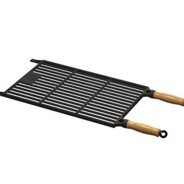 Imagem de Grelha Parrilha Uruguaia Ferro Fundido Cabo Madeira 50x30cm