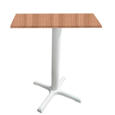 Imagem de Mesa ômega Ferro Branco 74cm (alt) Base Em X Tampo Mdp Quadrado Noce Nat 60cm (larg) X 2,50cm (alt)