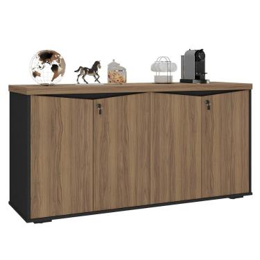 Imagem de Balcão Para Escritório Com Chave 148cm Corp A06 Nogal-preto - Mpozenato