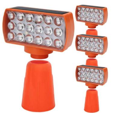 Imagem de Sinalizador Solar Viario Kit 4 Duas Cores Cone Alerta Seguranca Noturn