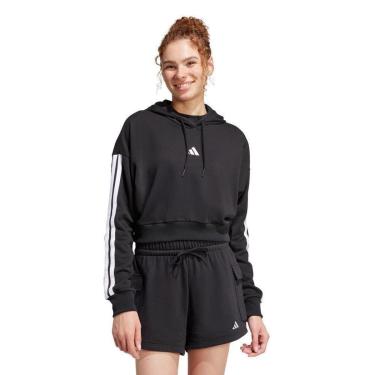 Imagem de Moletom Adidas Capuz Essentials French Terry Crop 3 listras Feminina-Feminino