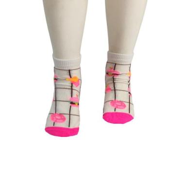 Imagem de Meia Puket Micro Desenhada Kids -, 23 A 27, Off white