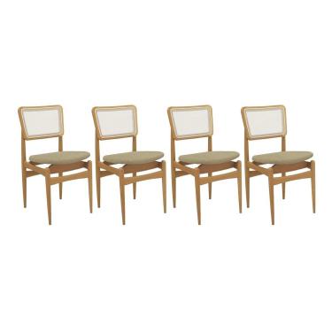 Imagem de Kit 4 Cadeiras Sala Jantar Stela 1CMM013CA Premium Madeira Maciça 4 Un Carvalho/Boucle Bege/Tela Bege - Kappesberg