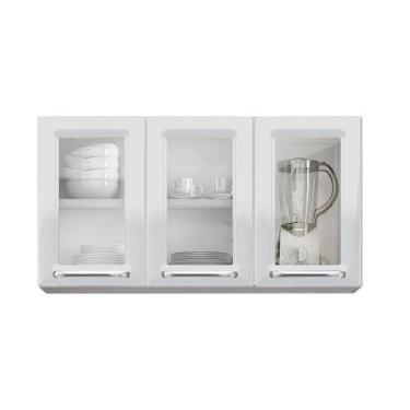 Imagem de Armário Aéreo de Cozinha Itatiaia Luce 3 Portas com Vidro, Branco