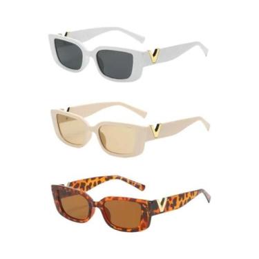 Imagem de Óculos de sol retangulares retrô feminino, moldura pequena, Brand Desi