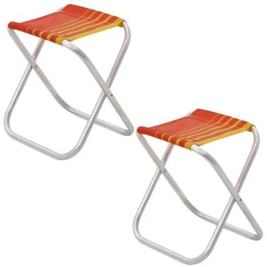 Imagem de Kit 02 Banquetas de Praia Tramontina Fiji em Alumínio com Assento Laranja e Amarelo 92900301