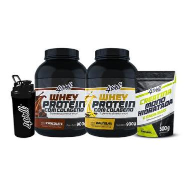 Imagem de Combo 2x Whey Protein - Sabor Chocolate e Baunilha 900g + Creatina 500