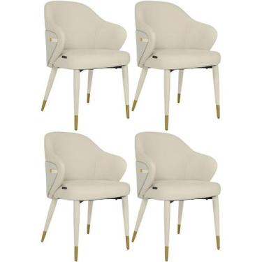 Imagem de Kit 4 Cadeiras de Jantar Estofada Milano Design Italiano com Encosto E