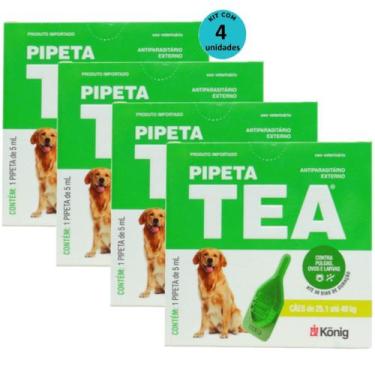 Imagem de Pipeta Tea 5 ml Antiparasitário Contra Pulgas para Cães de 25,1 até 40