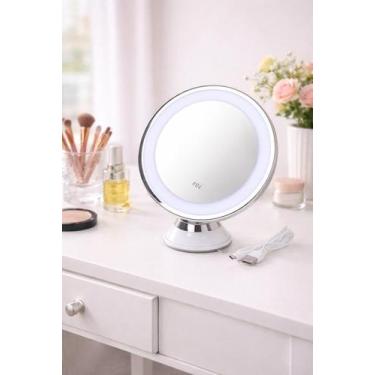 Imagem de Espelho de Mesa Redondo LED para Maquiagem Com USB - Branca Perfeito p