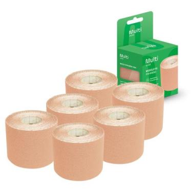 Imagem de Kit 6 Fitas Kinésio Muscle Fix 5x500cm Bege Multi Saúde - HC041K - Mul