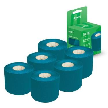 Imagem de Kit 6 Fitas Kinésio Muscle Fix 5x500cm Azul Multi Saúde - HC042K, Azul
