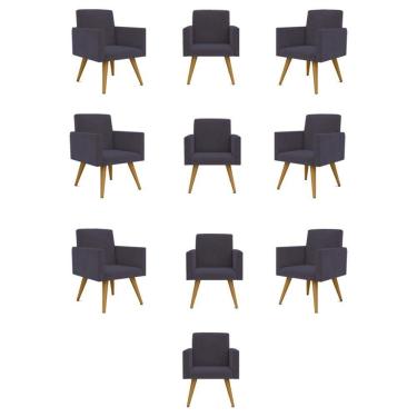 Imagem de Kit 10 Cadeiras Poltronas Decorativa - Escritório - Recepção Cor:cinza
