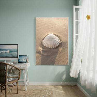 Imagem de Quadro Decorativo Concha Marinha Na Areia-70x50cm