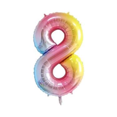 Imagem de Balões De Folha Com Gradiente Arco-Íris Números 0-9 32 Polegadas Para 
