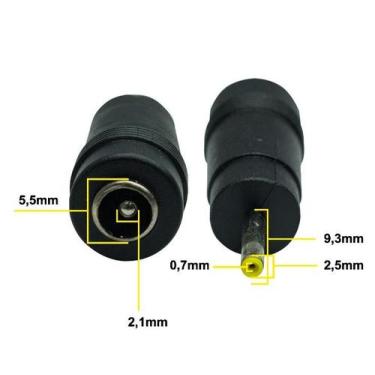 Imagem de Adaptador P4 2.1x5.5mm Fêmea para 0.7x2.5mm Macho - Conector de Energi