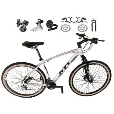 Imagem de Bicicleta aro 29 Gti Roma Shimano Altus 24V Freio a Disco Hidráulico Garfo com Trava Pneu com Faixa Bege - Branco