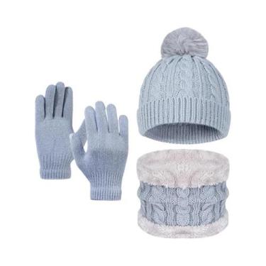 Imagem de Conjunto De Gorro De Malha, Protetor De Pescoço E Luvas Para Crianças 