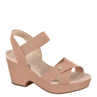 Imagem de Sandália Feminino Salto Alto Anabela Conforto Modare 7137117, Nude, 35