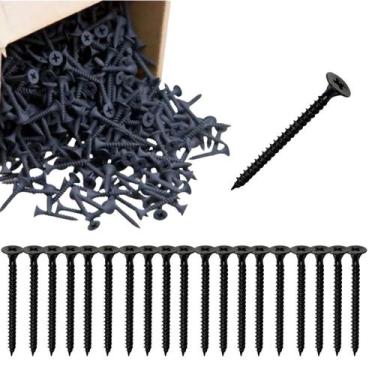 Imagem de Kit 100 Parafuso Dry Wall 3.5x35mm Cabeça Chata Fosfatizado Preto - WO