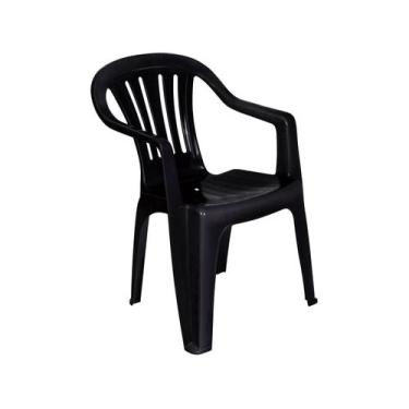 Imagem de Cadeira Poltrona Plástica Empilhavel Reforçada 182kg Mor, Preto, 1