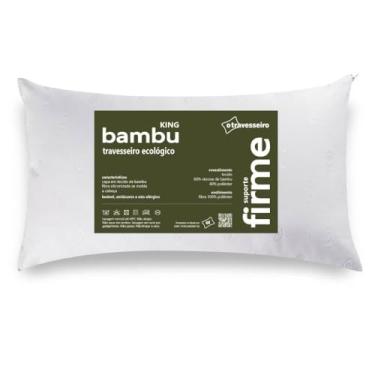 Imagem de Travesseiro King Antialérgico Fibra de Bambu 50x90cm Suporte Alto e Firme, Fibra de Poliéster Siliconada, Lavável em Máquina, Branco