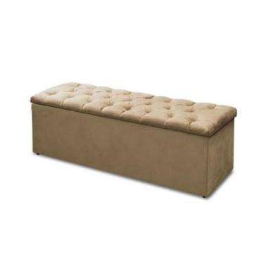 Imagem de Puff baú casal 1,38cm suede bege caramelo - Veneza Estofados