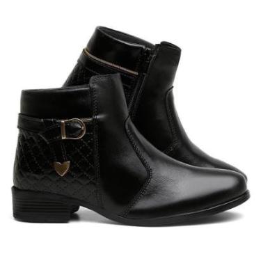 Imagem de Bota Preta Feminina Cano Curto Solado Antiderrapante Coturno Casual Botinha Inverno-Fem...