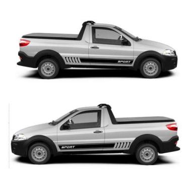 Imagem de Kit Faixa Lateral Adesivo Carro Strada Fiat Motorista Carona - onl