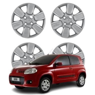 Imagem de Jogo Calota Aro 13 Fiat Uno Way 2014 Cubo Baixo Prata - Grid Calotas