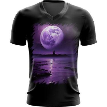 Imagem de Camiseta Gola V Lua Púrpura Luar Roxo Moon Lunar 11 - Kasubeck Store, 