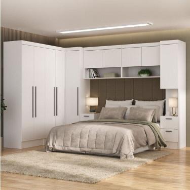 Imagem de Quarto Completo 10 Portas 8 Gavetas 7 Peças Viena Espresso Móveis Branco