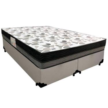 Imagem de Cama Box Casal Sintético Bipartido + Colchão Ortobom Iso Dupla Face 60x138x188 Cor:branco
